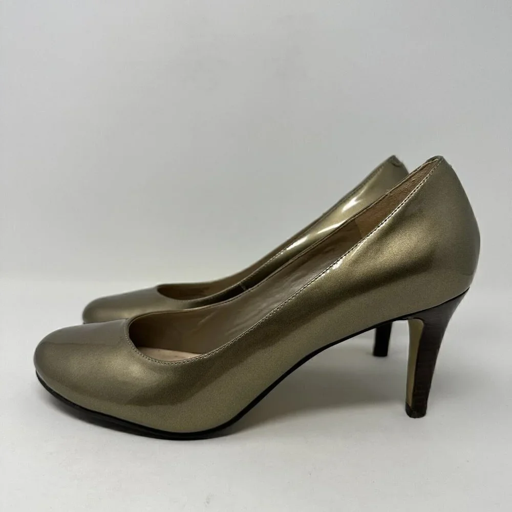 Cole Haan Laney High Heels Pumps‎ Gold Patent Leather Sz 8.5B